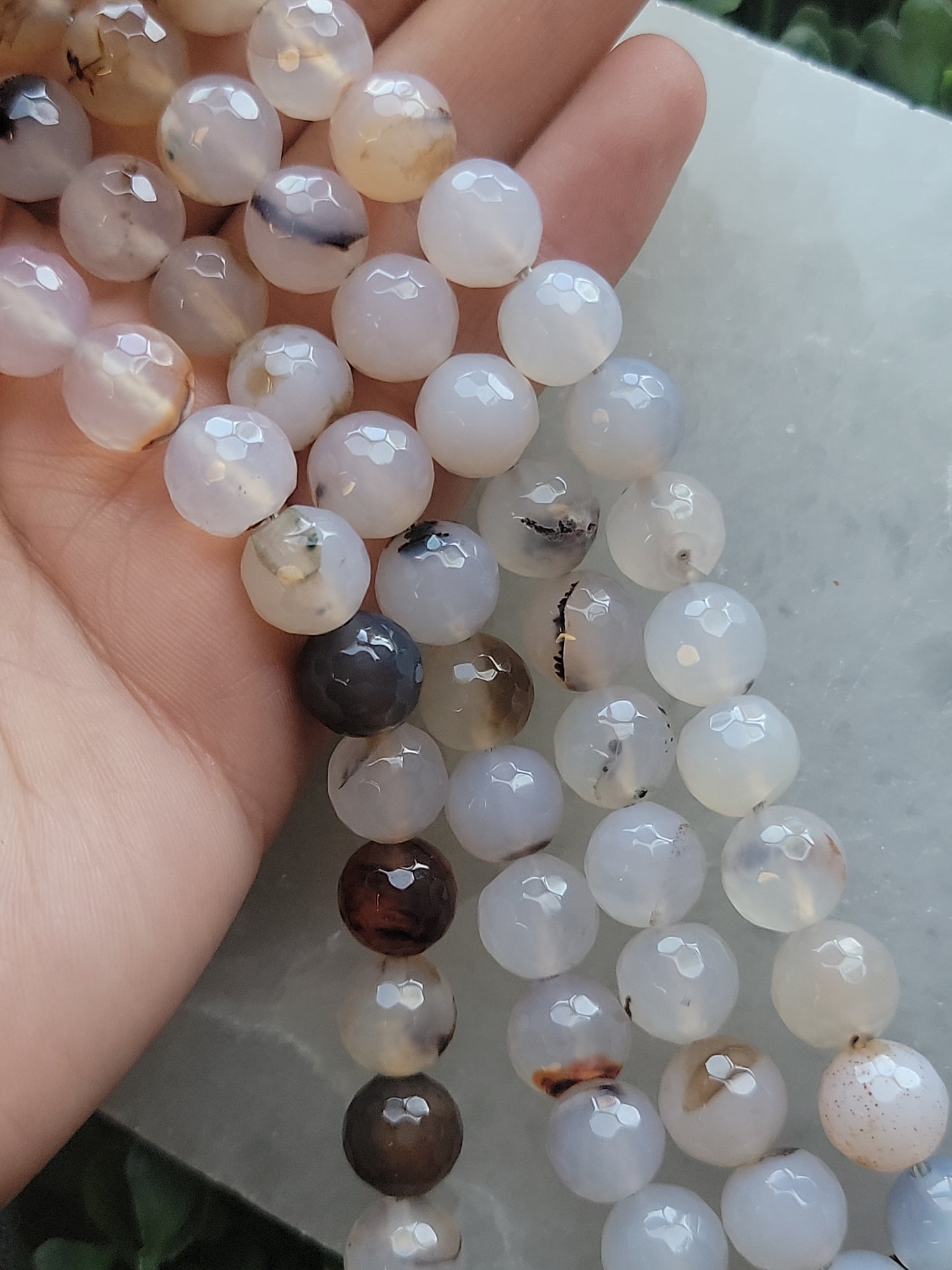 Faceted Opal Chalcedony Beads