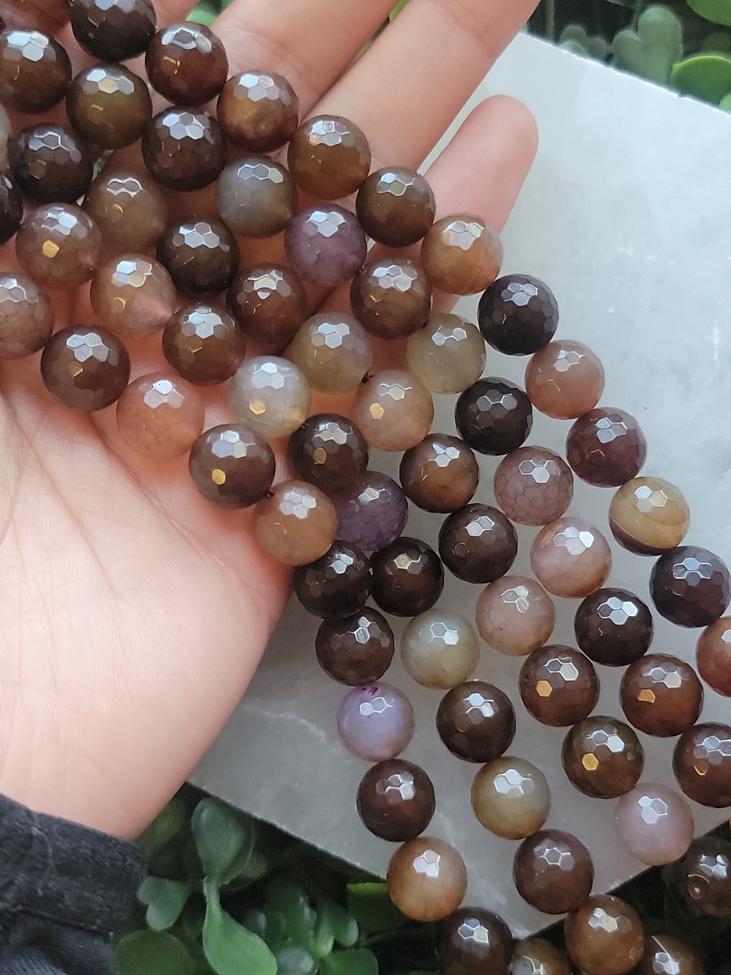 Faceted Brandy Opal Chalcedony Beads