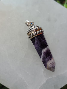 S.S. Shlomo Chevron Amethyst Point Pendants