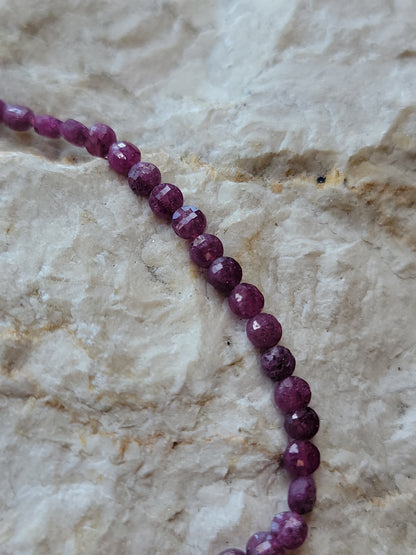 Faceted Round Flat Ruby Beads