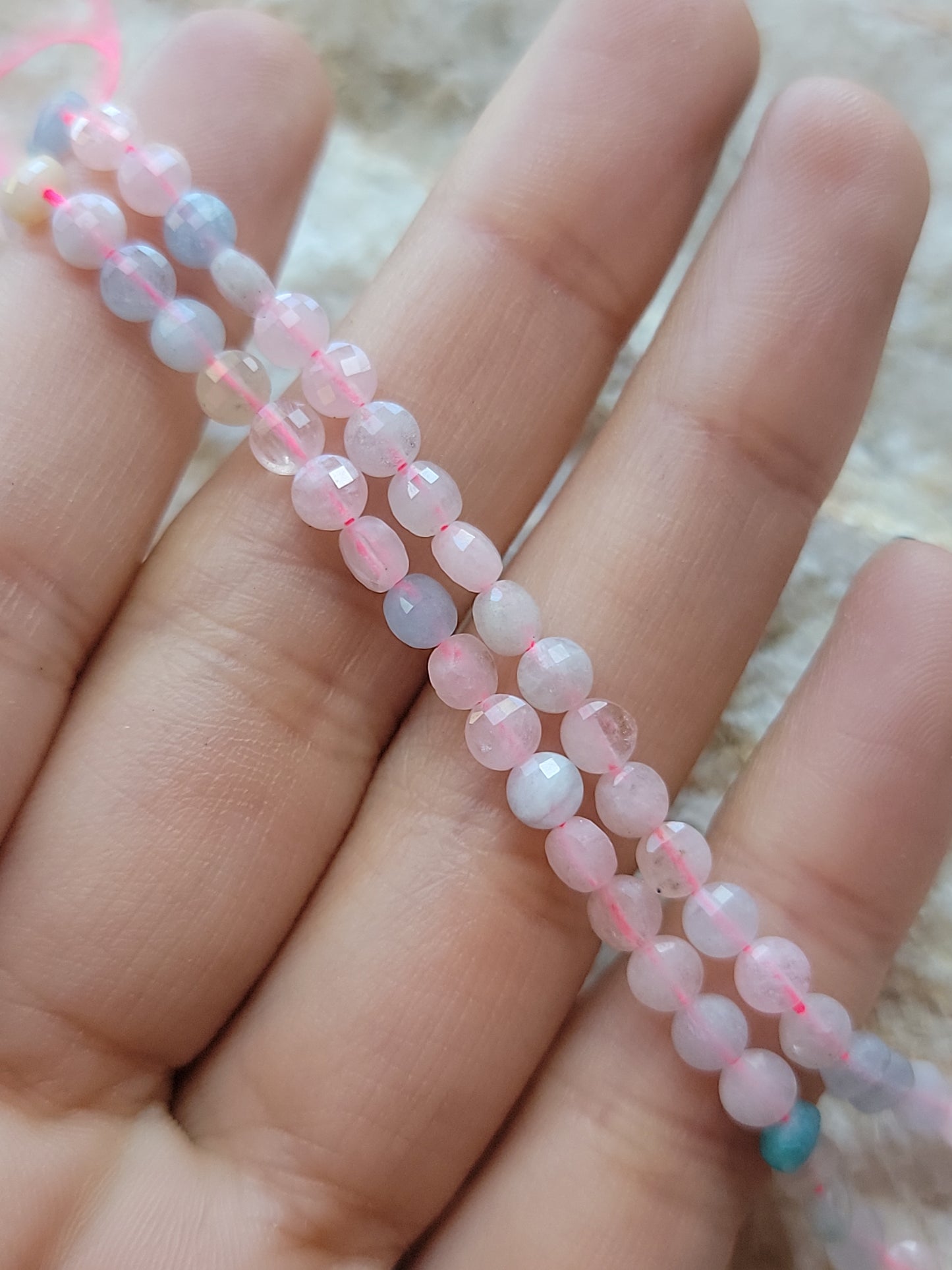 Faceted Morganite Coin Beads