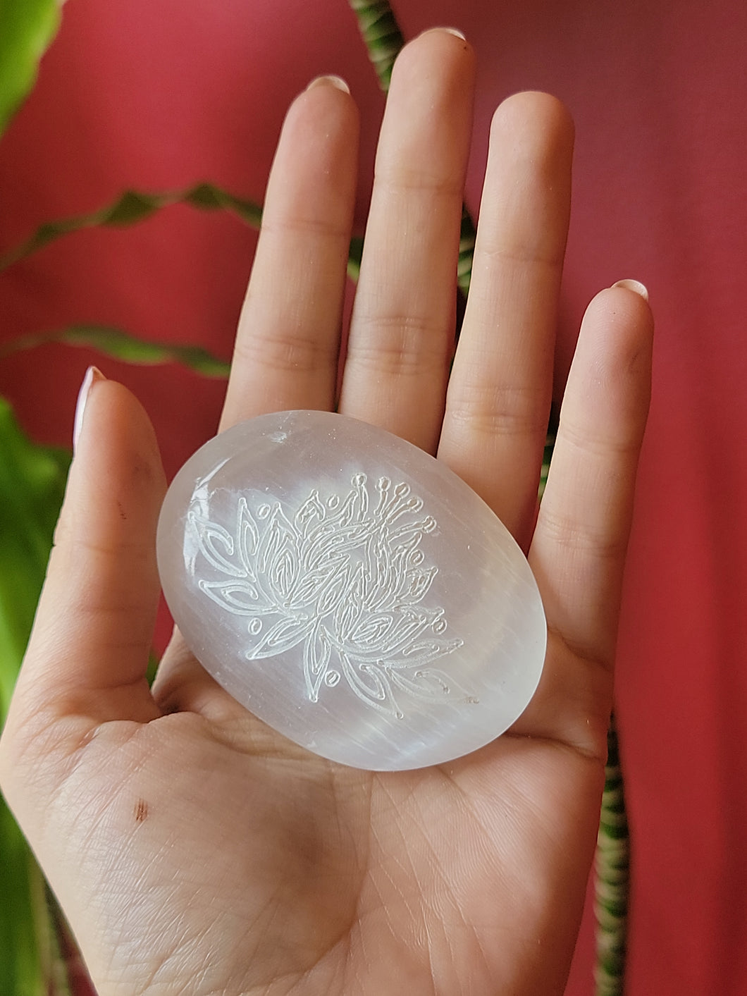 Selenite Lotus Palmstones