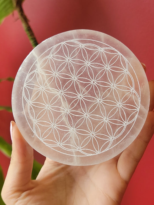 Selenite Flower of Life Discs