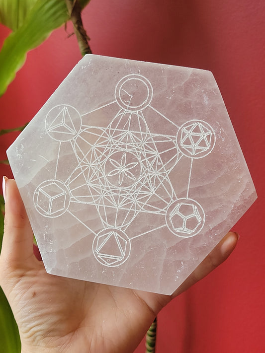 Selenite Hexagon Metatron Charging Plate