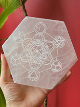 Load image into Gallery viewer, Selenite Hexagon Metatron Charging Plate
