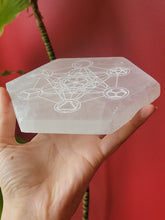 Load image into Gallery viewer, Selenite Hexagon Metatron Charging Plate
