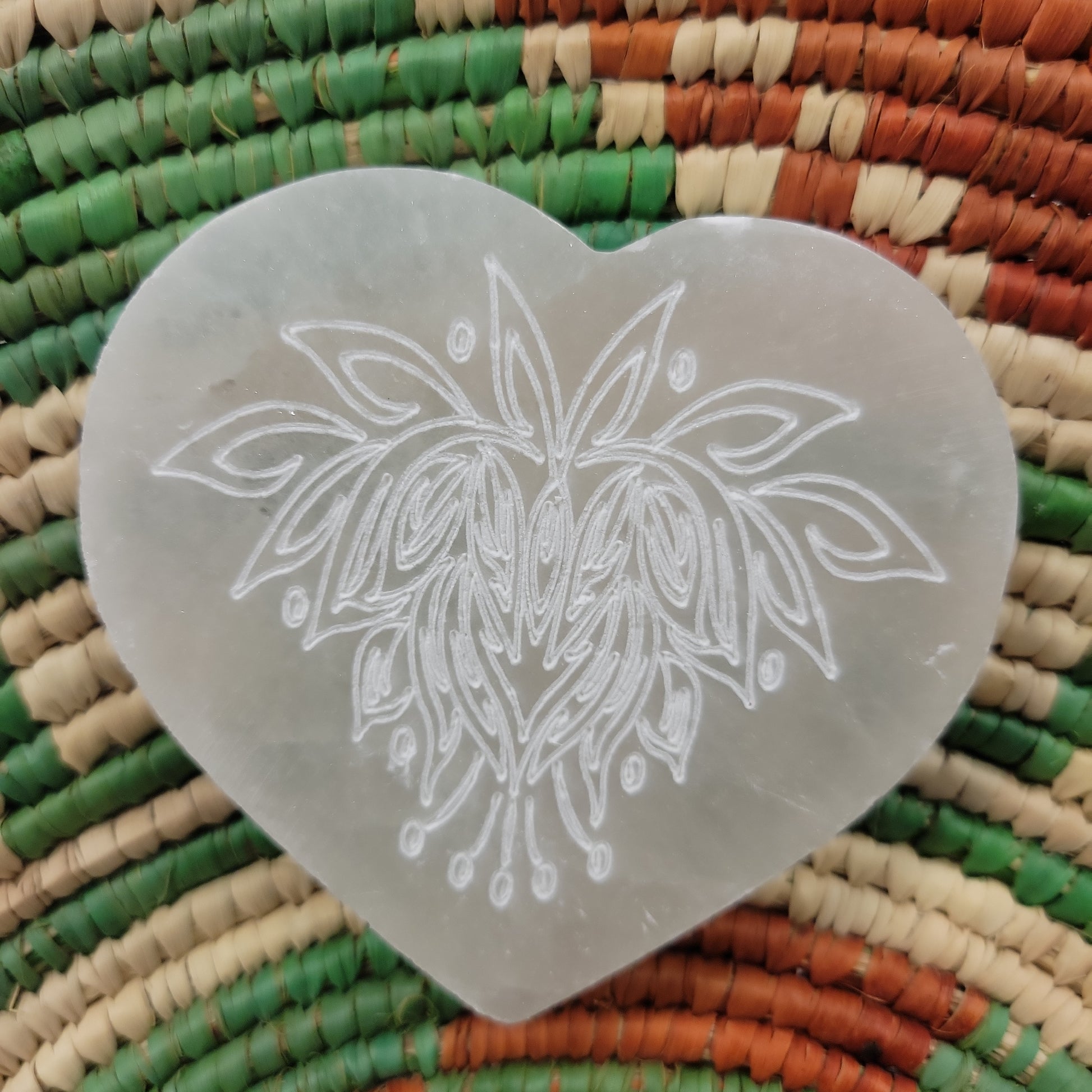Selenite lotus heart available at wholesale and retail prices, only at our crystal shop in San Diego!