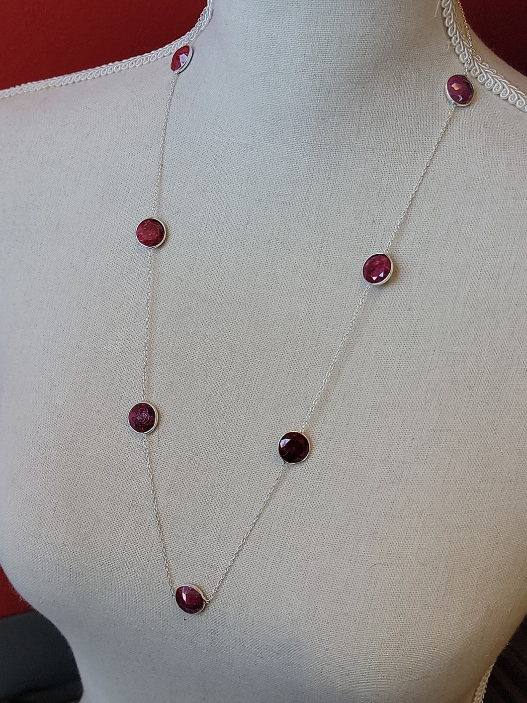 S.S. Faceted Round Cut Ruby Necklaces