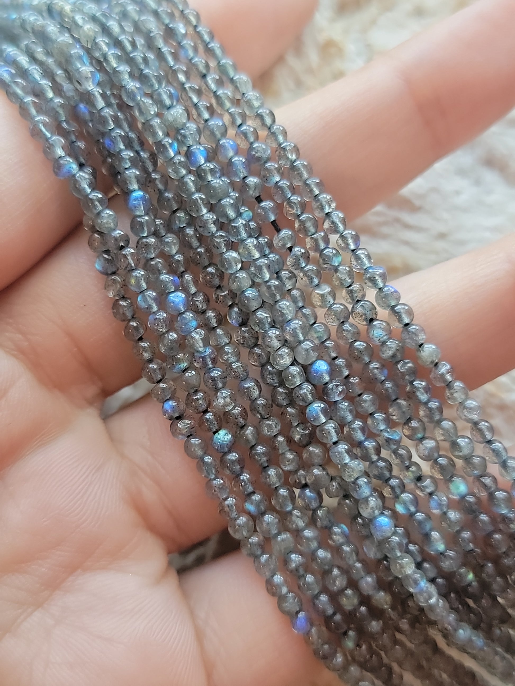 Crafting supplies such as labradorite seed beads available at wholesale and retail prices, only at our crystal shop in San Diego!