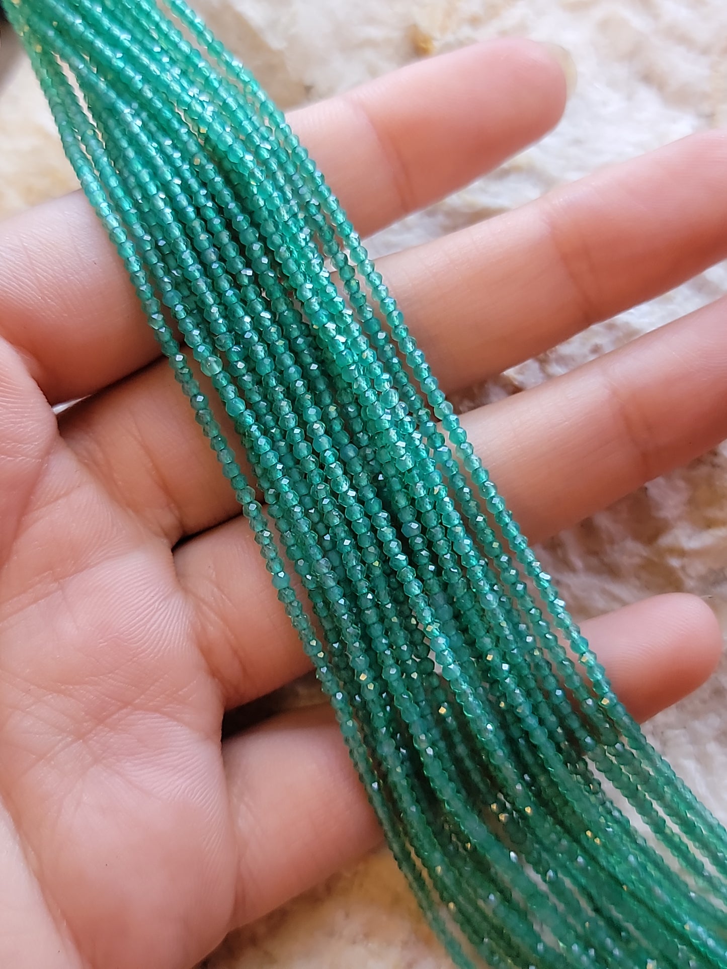 Crafting supplies such as green onyx beads available at wholesale and retail prices, only at our crystal shop in San Diego!