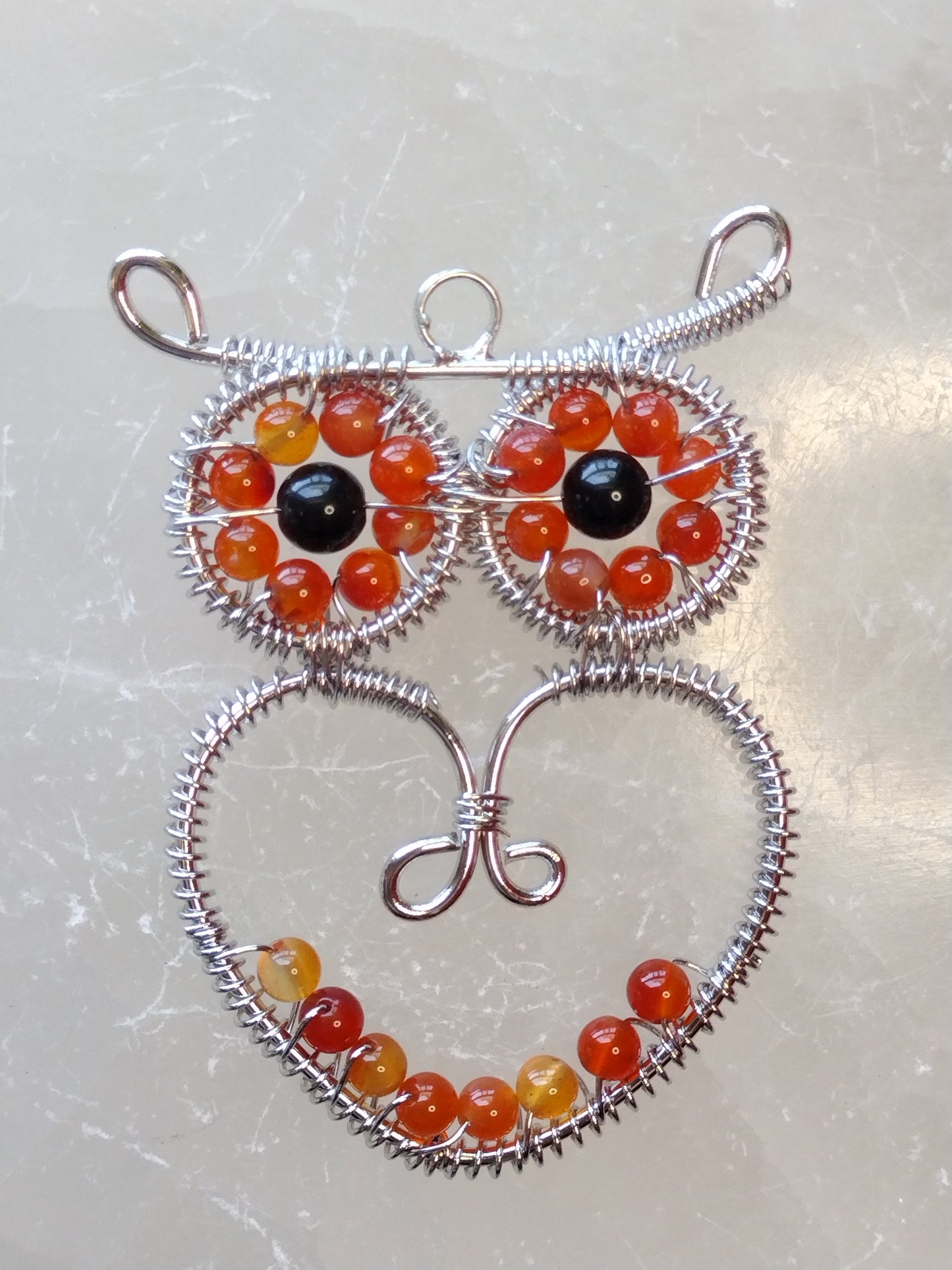 Carnelian Wire Owl Pendant