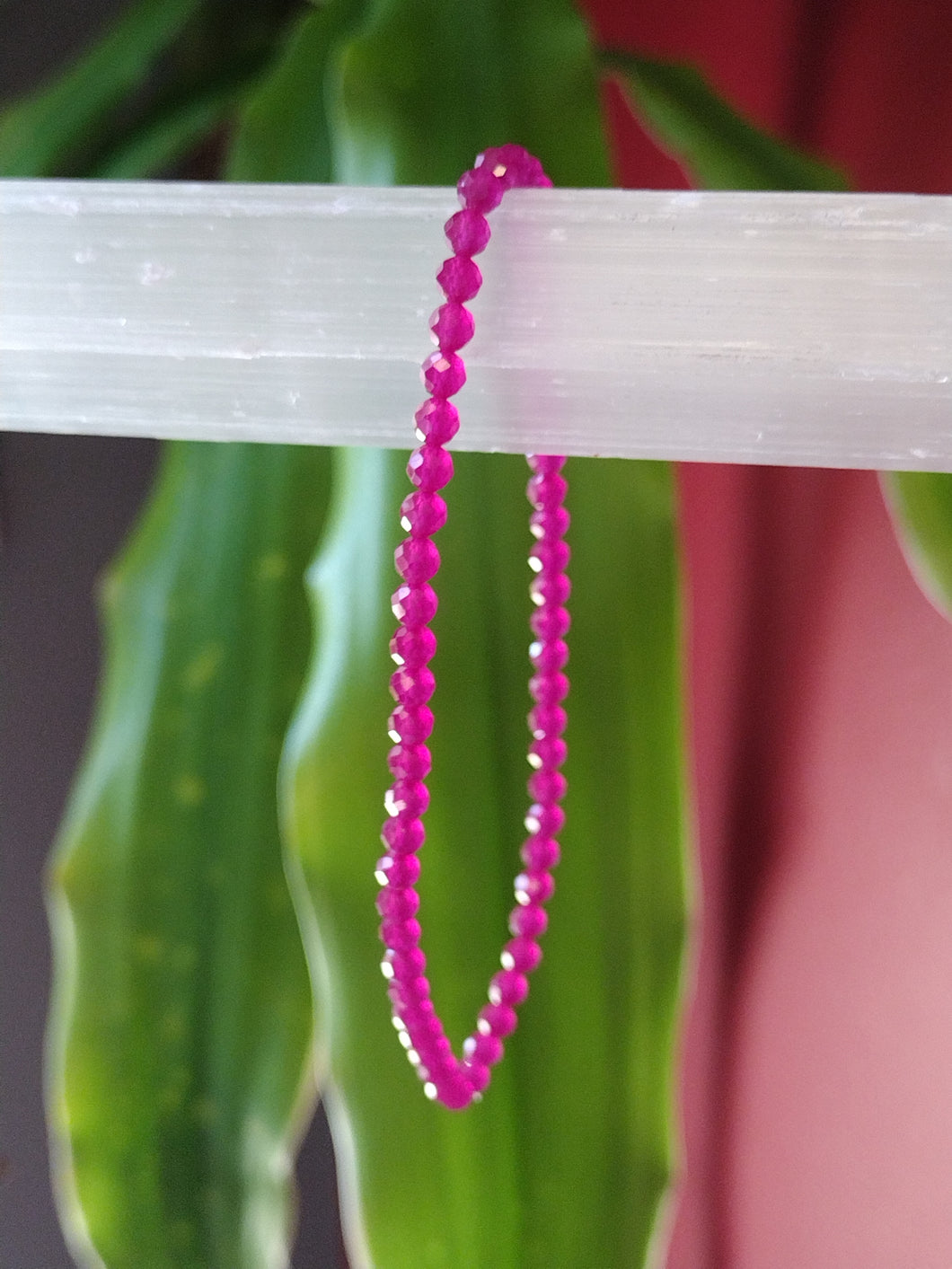 Faceted Ruby Stretch Bracelets 3mm