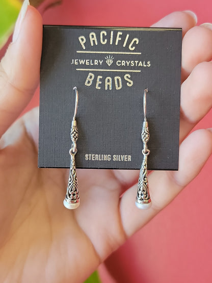 Pearl artisan earrings in sterling silver