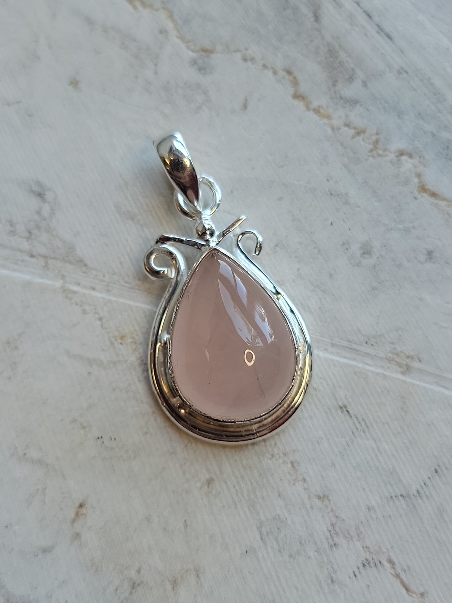 S.S. Rose Quartz Teardrop Pendants