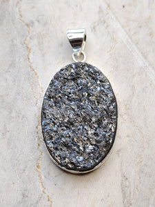 S.S. Black Biotite Mica Druzy Pendants
