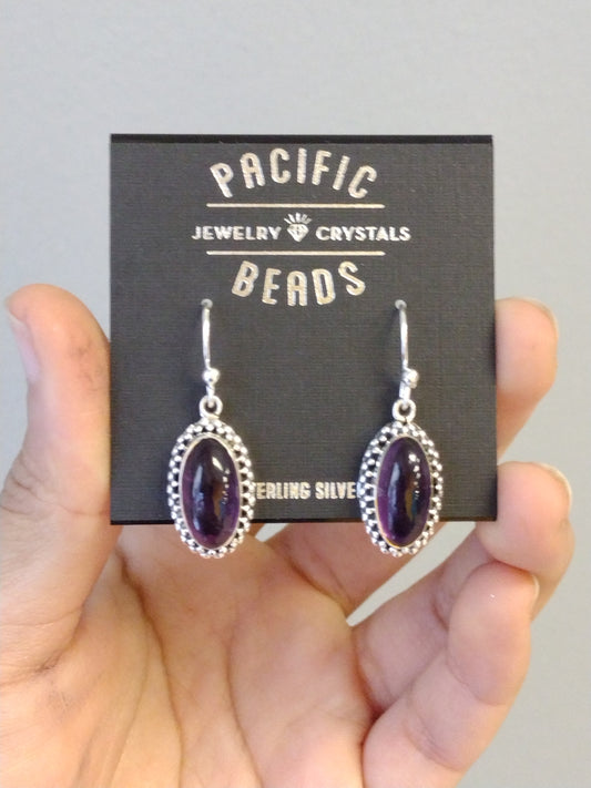 S.S. Amethyst Oval Drop Earrings