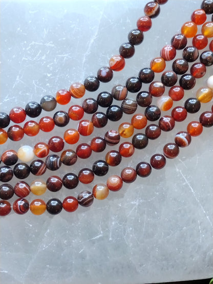 Red Line Agate Round Beads