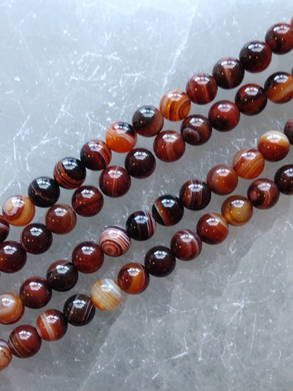 Red Line Agate Round Beads