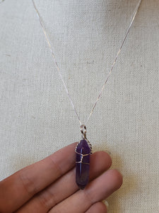 Amethyst Wire Wrapped Point Necklaces