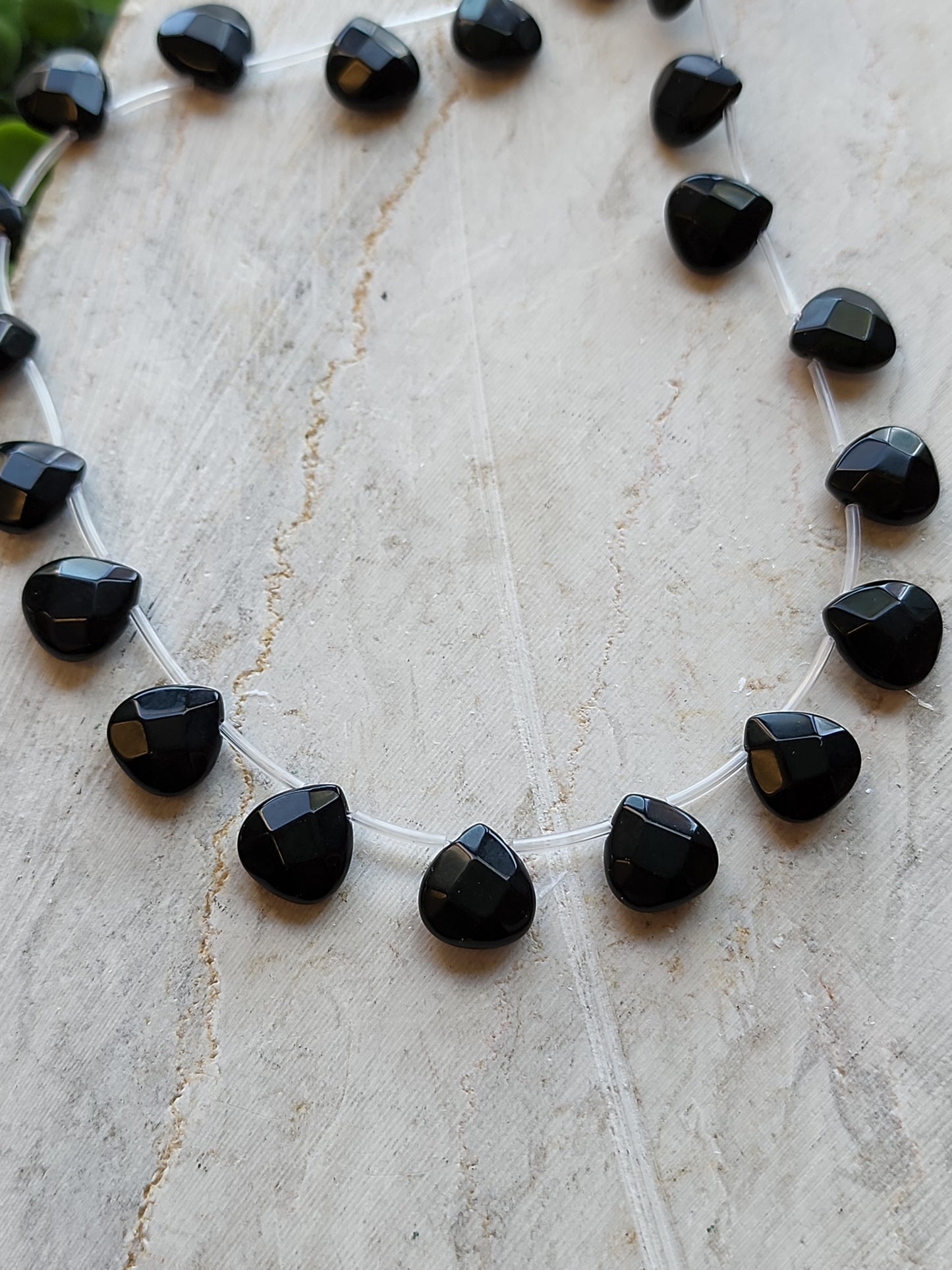 Faceted Black Spinel Teardrop Beads
