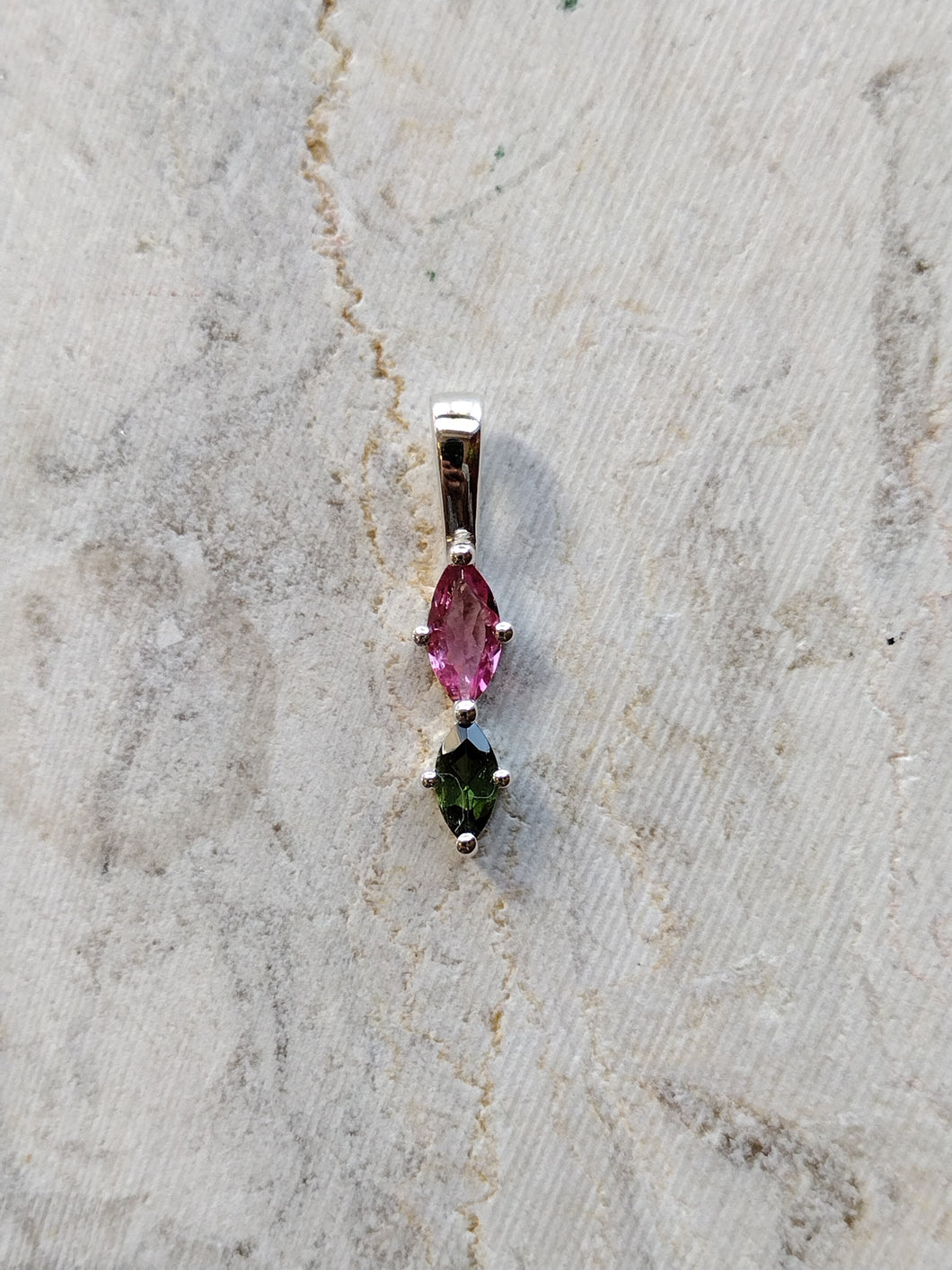 S.S. Faceted Pink and Green Tourmaline Pendants
