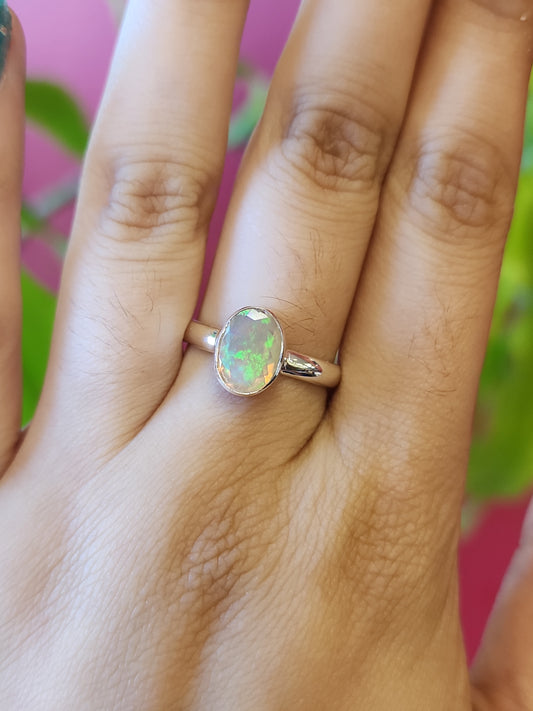 S.S. Faceted Opal Rings