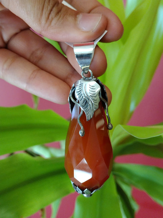 S.S. Hand Crafted Faceted Carnelian Pendants