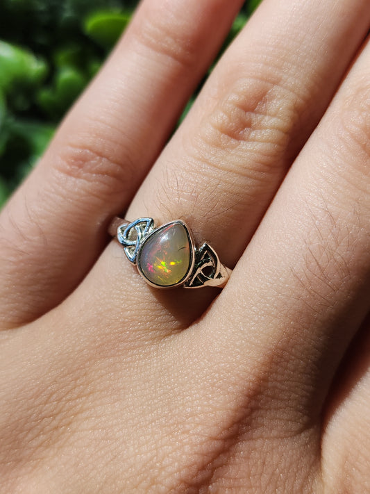 S.S. Opal Teardrop Celtic Rings