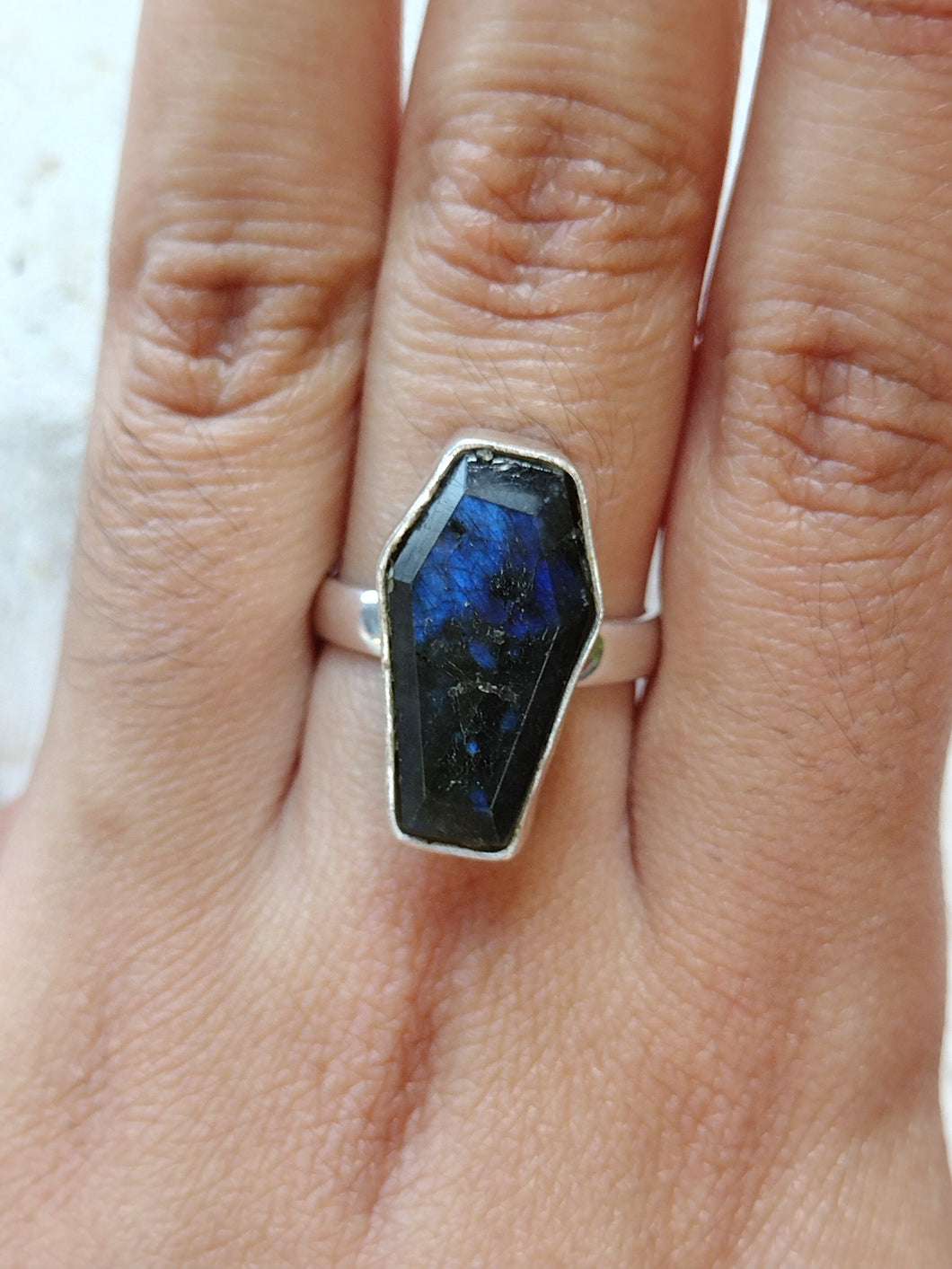 S.S. Labradorite Coffin Rings