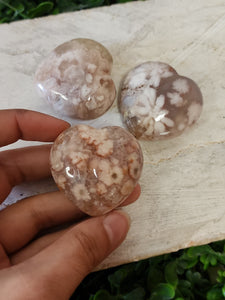 Flower Agate Hearts (40 mm)