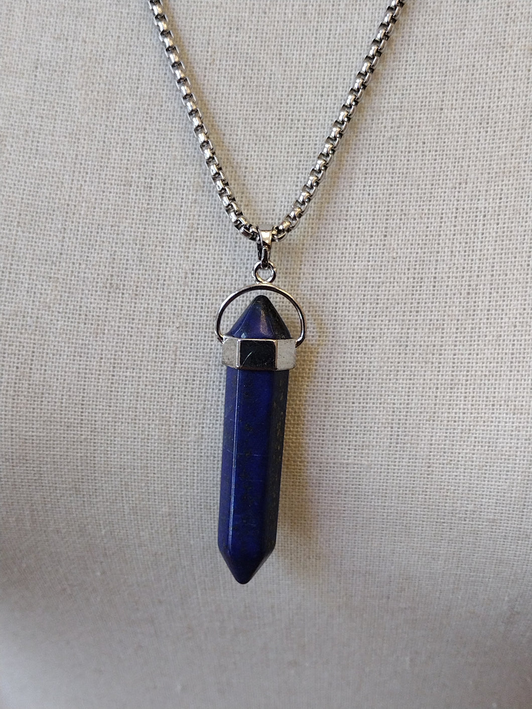 Stainless Steel Lapis Lazuli Point Necklaces