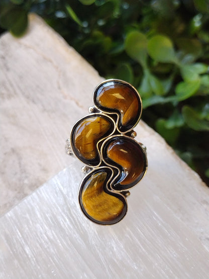 S.S. Shlomo Adjustable Tiger's Eye Rings