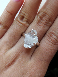 S.S. Adjustable Raw Herkimer Diamond Rings