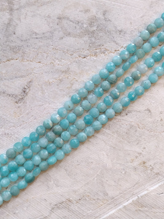 Faceted Amazonite Coin Beads