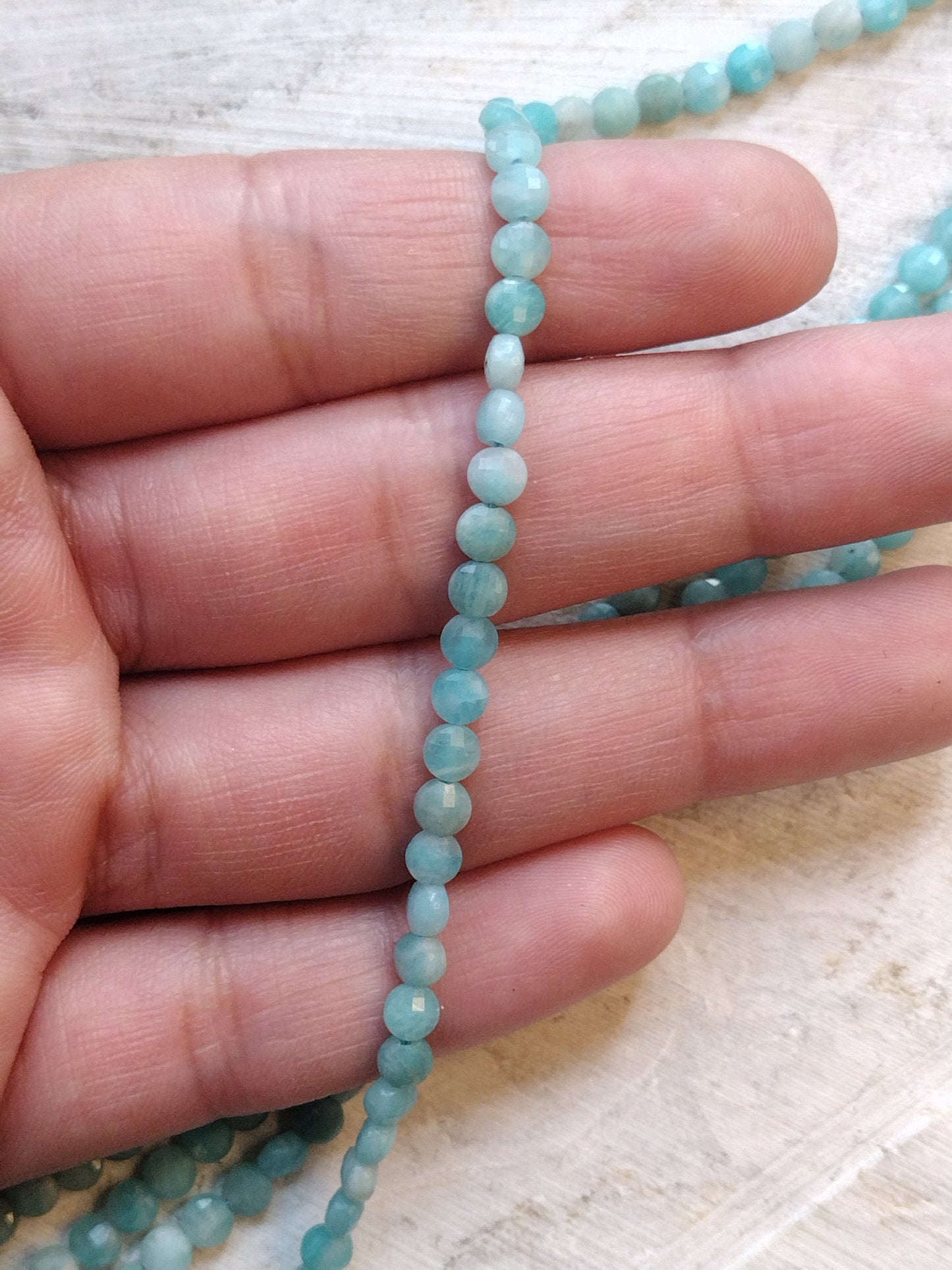 Faceted Amazonite Coin Beads