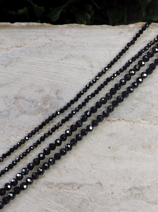 Faceted Black Zircon Beads