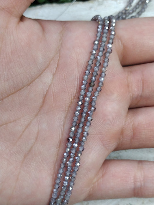 Faceted Silver Zircon Beads