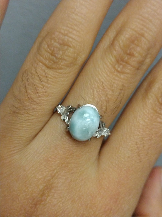 S.S. Larimar Oval Leaf Rings