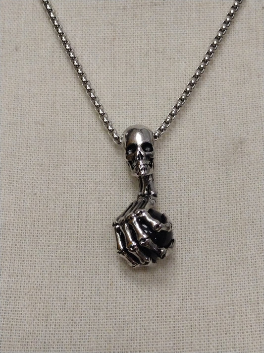 Stainless Steel Onyx Skull Necklaces