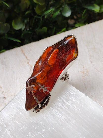 S.S. Shlomo Amber Adjustable Rings