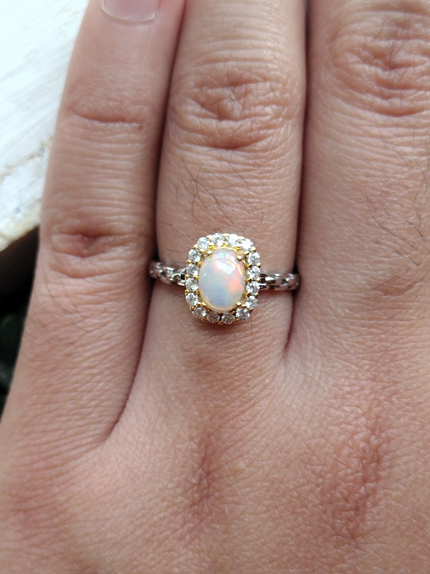 S.S. 14k Gold Opal and Zircon Adjustable Rings