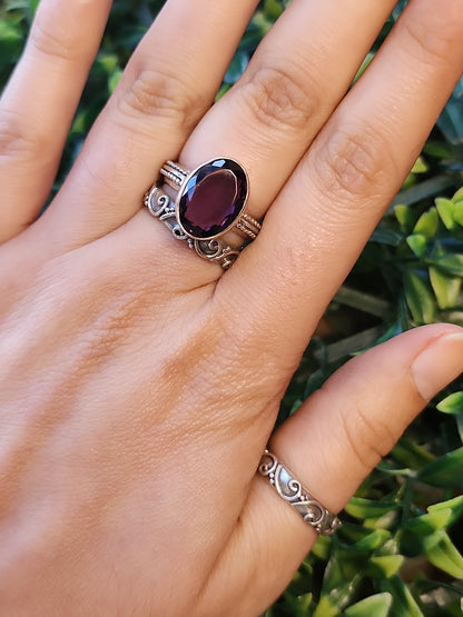 S.S. AAA Grade Faceted Amethyst Stackable Ring Sets