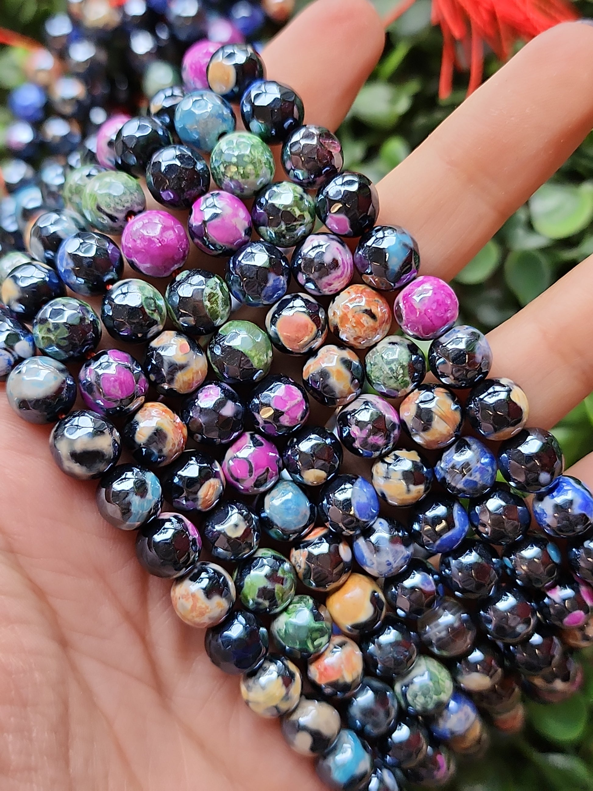 Crafting supplies such as fire agate beads available at wholesale and retail prices, only at our crystal shop in San Diego!