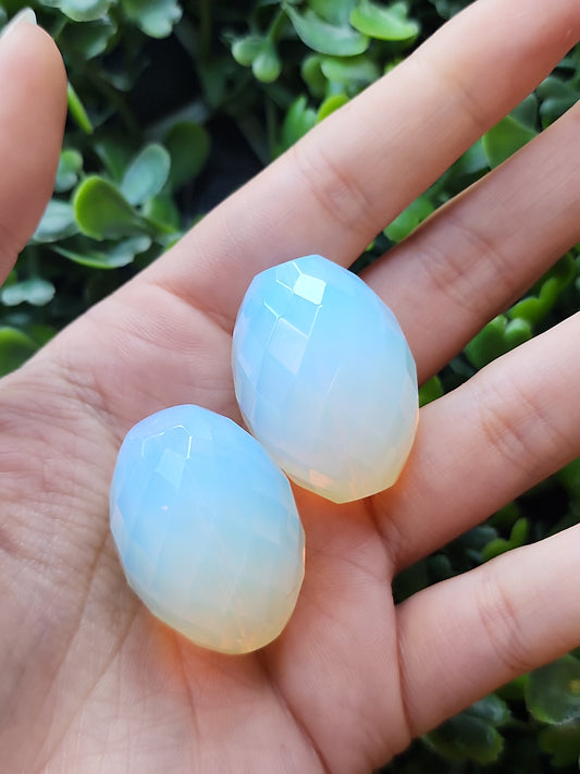 Faceted Opalite Barrel Bead Sets (2 pc)