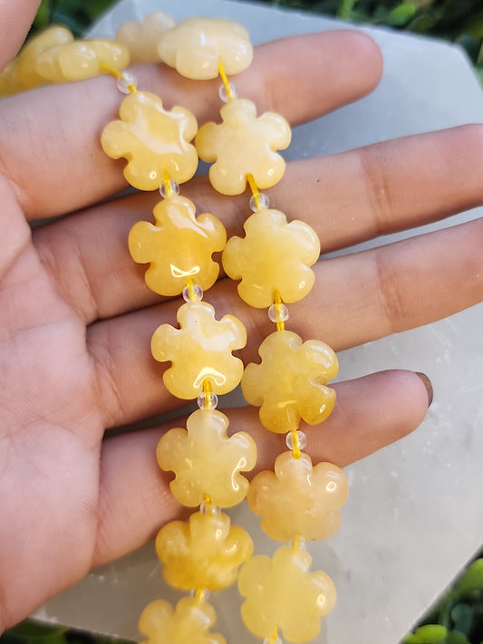 Yellow Calcite Flower Beads
