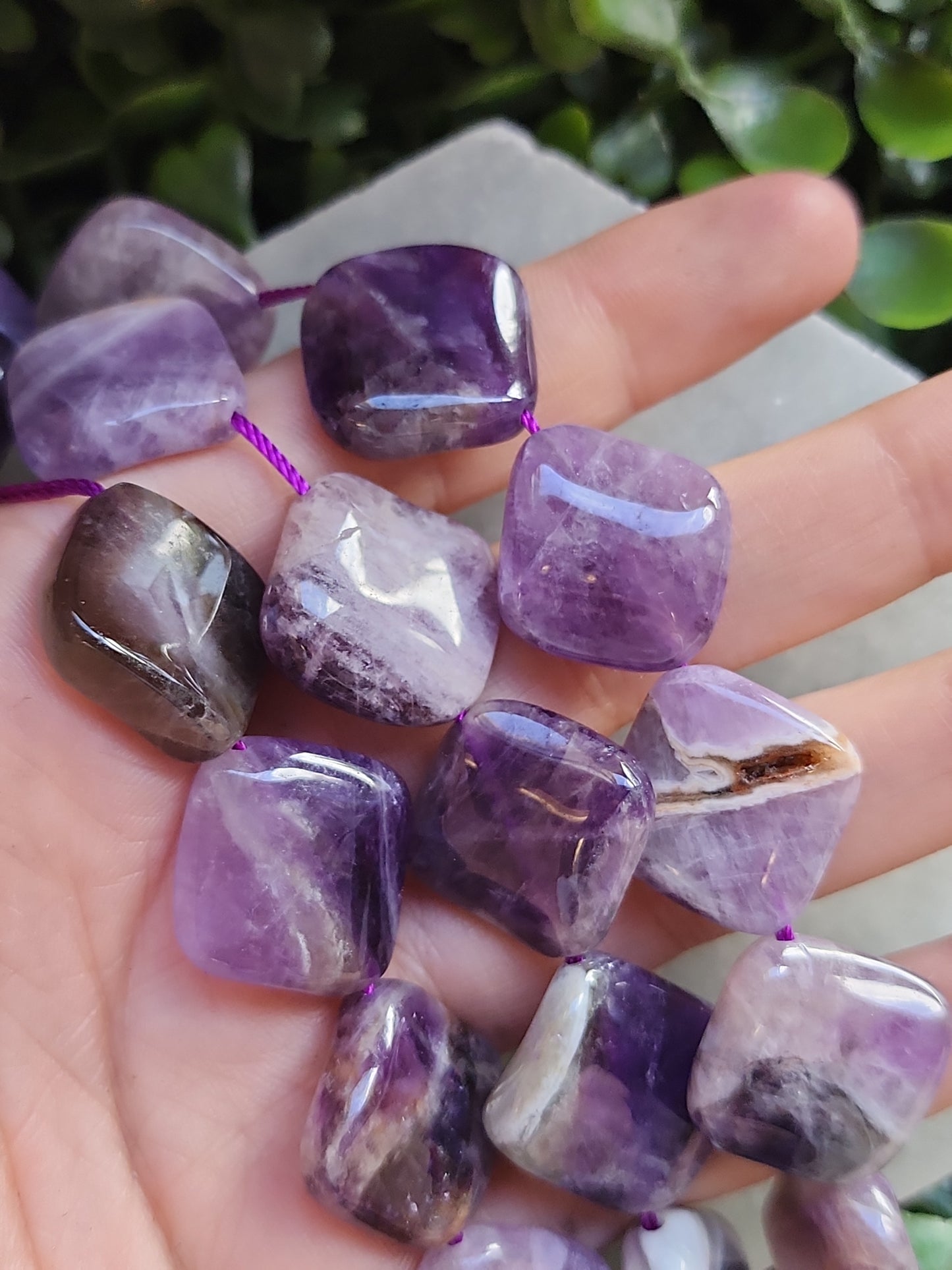 Amethyst Twisted Tile Beads