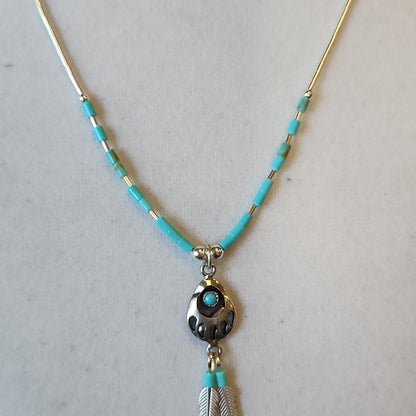 S.S. Turquoise Liquid Silver Necklaces