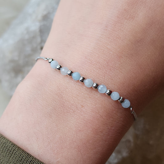 Silver Chalcedony Adjustable Bracelets