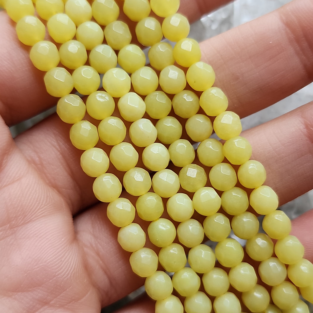 Faceted Olive Jade Beads