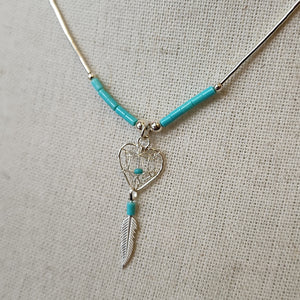 S.S. Liquid Silver Turquoise Dream Catcher Necklaces